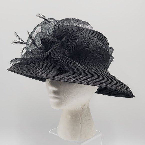 Kate Landry Black Hat with Feather Accent main image 11